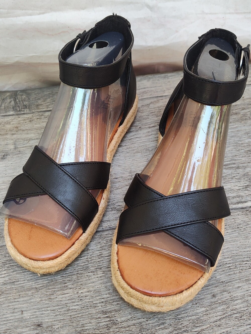 A.N.A Womens Black Ana Blaze Ankle Strap Flat Sandals, Size 8.5 M